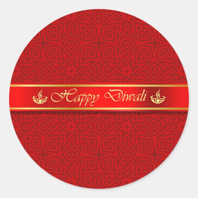 Sticker Rond Bon Diwali Silky Ribbon Design (Devant)