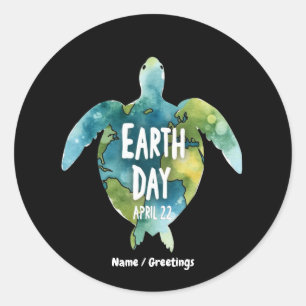 Sticker Rond Bon Jour des terres Sauvez la Terre et Sauvez la T