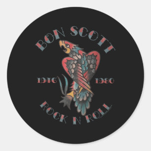 Sticker Rond Bon Scott Rock N Roll Tattoo 1946-1980