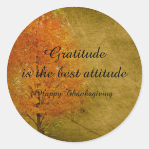 Sticker Rond Bon thanksgiving Arbre d'automne Gratitude d'or