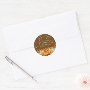 Sticker Rond Bon thanksgiving Automne Classique