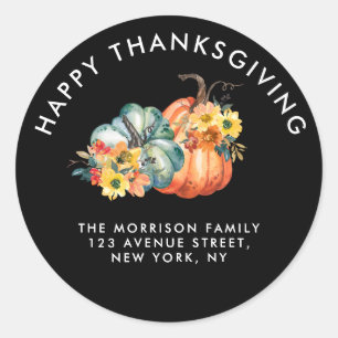 Sticker Rond bon thanksgiving citrouille