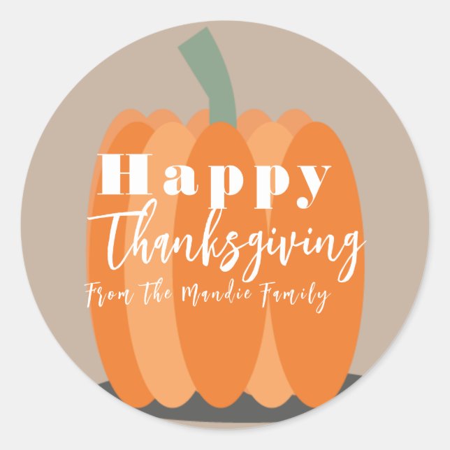 Sticker Rond Bon thanksgiving Citrouille Grand Faveur (Devant)