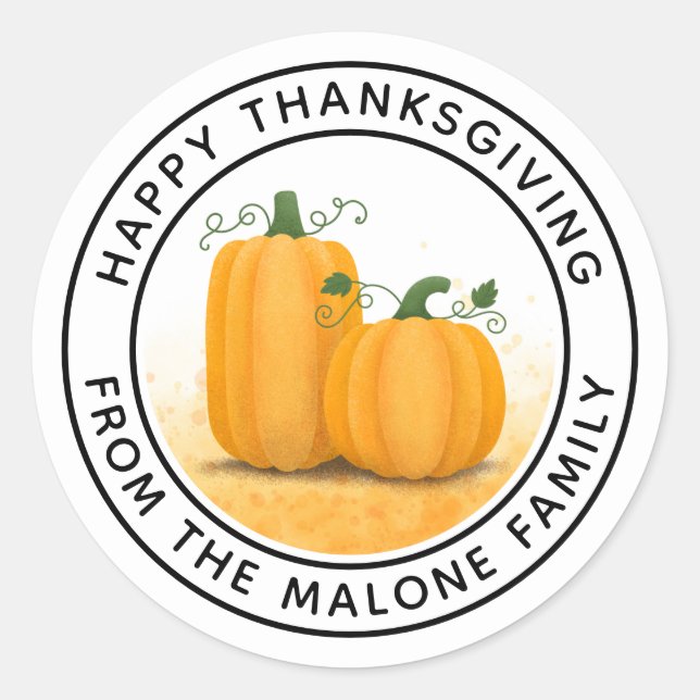 Sticker Rond Bon thanksgiving citrouille moisson d'automne (Devant)