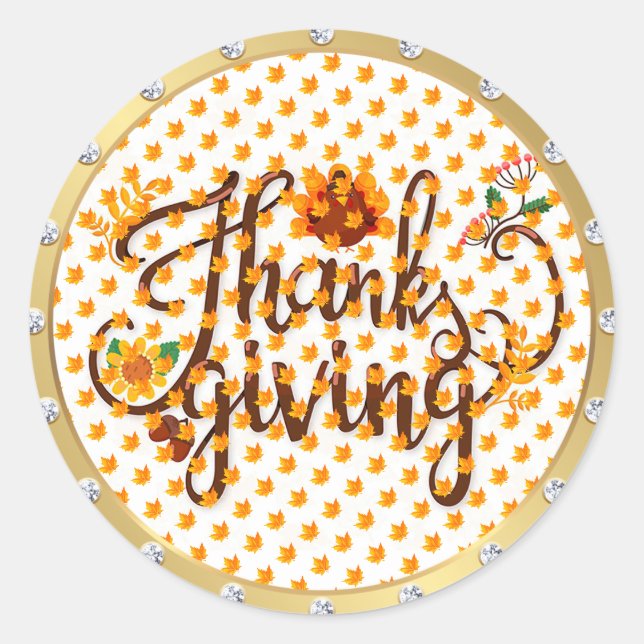 Sticker Rond Bon thanksgiving d'or (Devant)