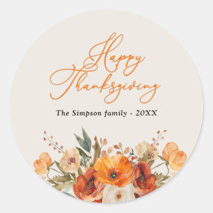 Sticker Rond bon thanksgiving floral de style