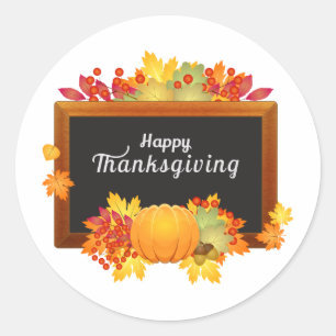 Sticker Rond Bon thanksgiving Jour d'automne feuilles de couleu