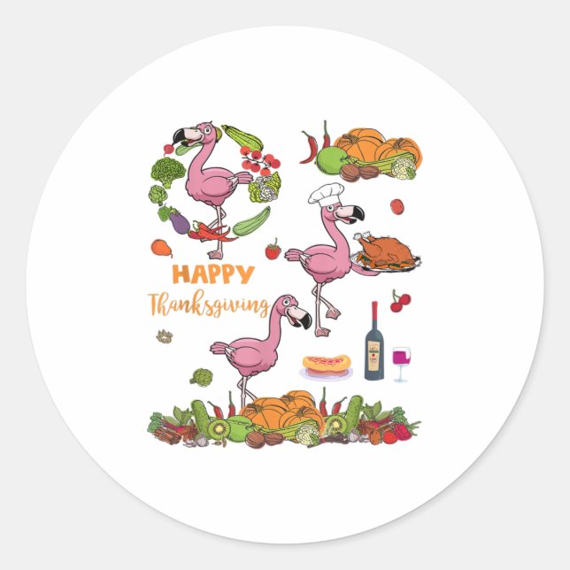Sticker Rond Bon thanksgiving Lady Flamant rose Lover (Devant)