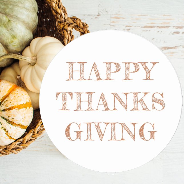 Sticker Rond Bon thanksgiving Moderne Simple Brûlé Orange (Créateur téléchargé)
