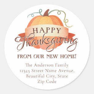 Sticker Rond Bon thanksgiving Nouveau domicile Changer d'adress