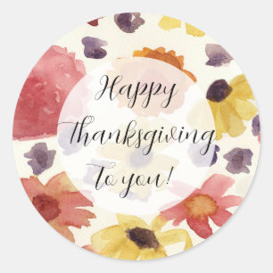 Sticker Rond Bon thanksgiving Pour Vous Fleurs Tombantes