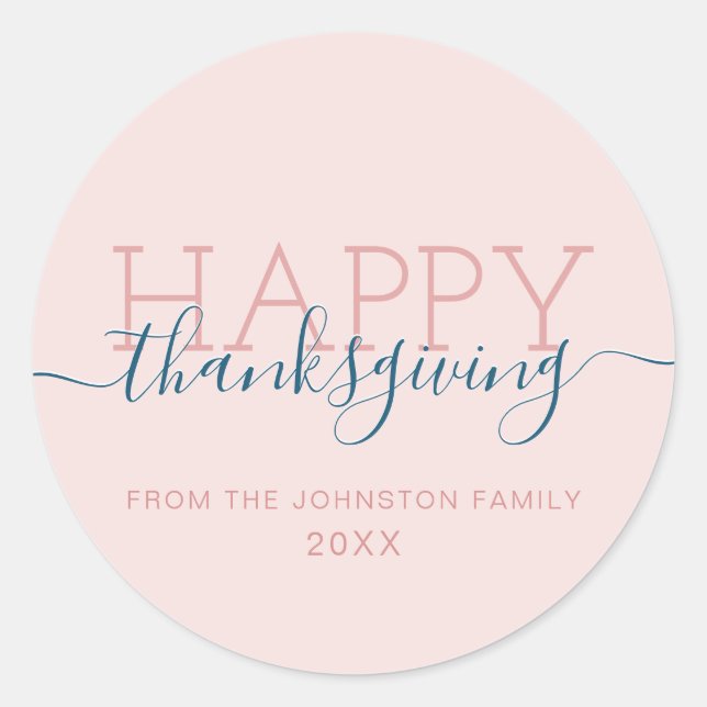 Sticker Rond Bon thanksgiving rose pâle (Devant)