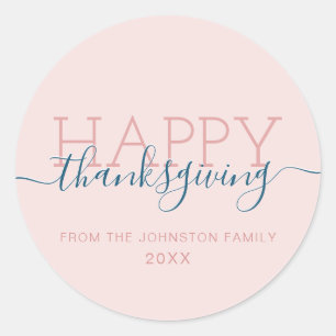 Sticker Rond Bon thanksgiving rose pâle