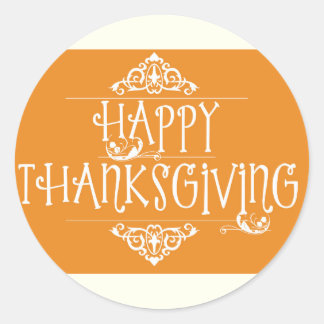 Sticker Rond Bon thanksgiving Script orange