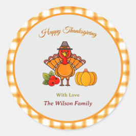 Sticker Rond Bon thanksgiving Turquie Citrouille jaune orange
