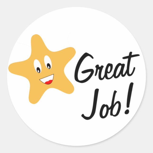 Sticker Rond Bon Travail ! Gold Star (Devant)