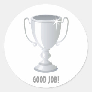 Sticker Rond Bon trophée d'argent du travail