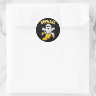 Sticker Rond Bonana Fantôme Mignon Banane Halloween