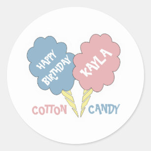 Sticker Rond Bonbon de coton d'anniversaire