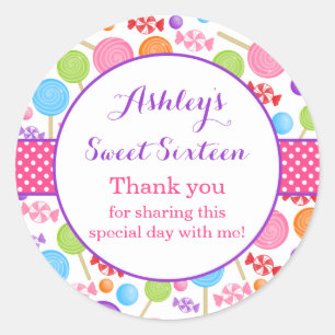 Sticker Rond Bonbon mignon à sucrerie cadeau de 16