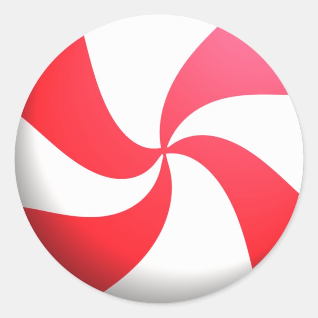 Sticker Rond Bonbons de menthe rouge et blanche (Devant)
