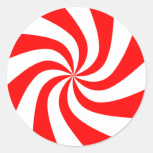Sticker Rond bonbons rouges et blancs