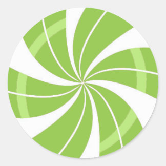 Sticker Rond Bonbons vert et blanc tourbillon, bonbons de menth