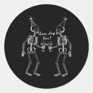 Sticker Rond Bone Dry Tini Skeleton Boire Martini Tail Hallo