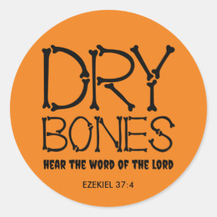 Sticker Rond BONES SEC orange Ezekiel 37 Christian Halloween