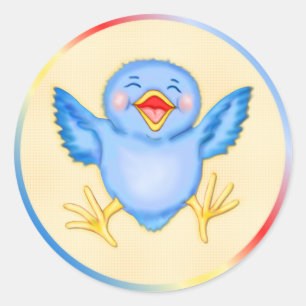 Sticker Rond Bonheur des oiseaux bleus