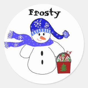 Sticker Rond Bonhomme de neige