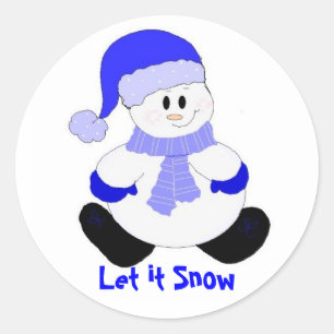 Sticker Rond Bonhomme de neige bleu