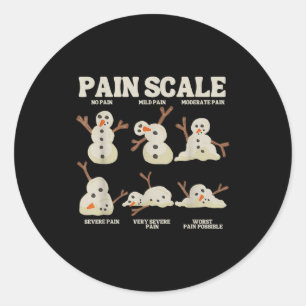 Sticker Rond Bonhomme de neige échelle de douleur infirmière No