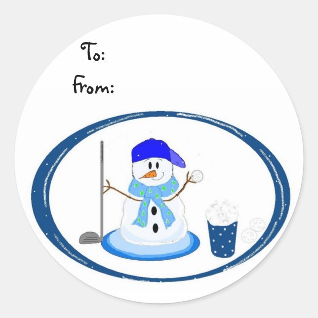 Sticker Rond Bonhomme de neige golfeur (Devant)