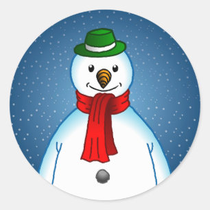 Sticker Rond Bonhomme de neige joyeux
