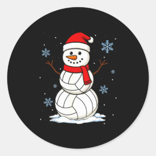 Sticker Rond Bonhomme de neige volley-ball Joyeux Noël Drôle Sr