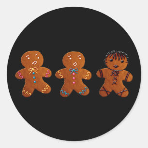 Sticker Rond Bonhomme en pain d'épice gothique