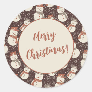 Sticker Rond Bonhommes de neige détendus - Joyeux Noël ! éditab