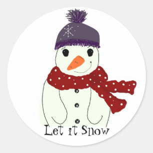 Sticker Rond Bonhommes de neige doux