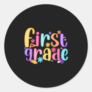 Sticker Rond Bonjour 1ère année Enseignante Filles Enfant Prepp