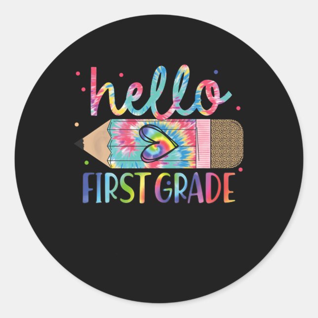 Sticker Rond Bonjour 1ère année Retour à l'école Enseignants En (Devant)