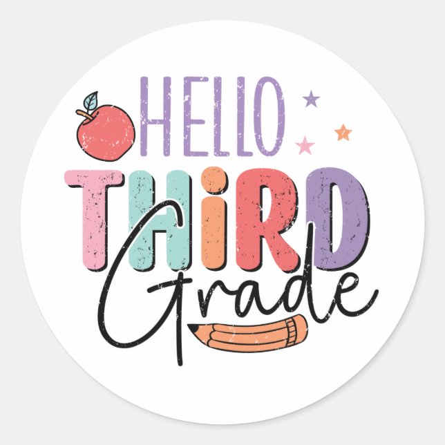 Sticker Rond Bonjour 3e année de retour à l'école (Devant)