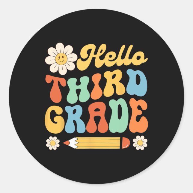 Sticker Rond Bonjour 3e année Retour à l'école Enseignants Enfa (Devant)