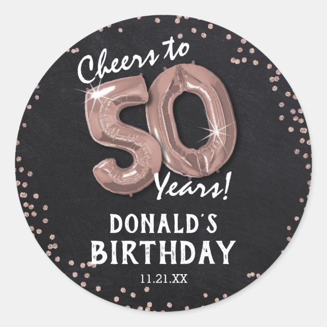 Sticker Rond Bonjour à 50 ans ! Anniversaire 50 ans (Devant)