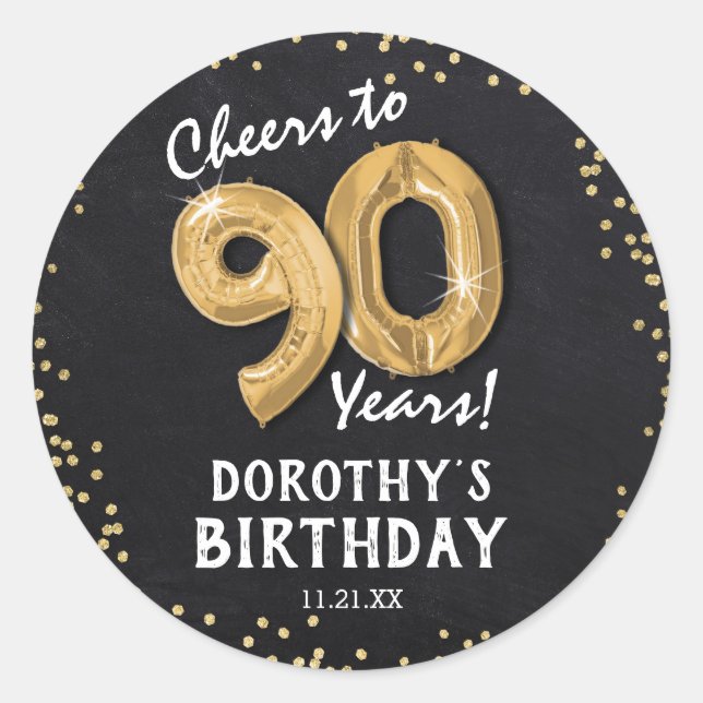 Sticker Rond Bonjour à 90 ans ! Anniversaire 90 ans (Devant)