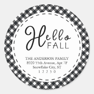 Sticker Rond Bonjour automne | Black & White Buffalo Thanksgivi