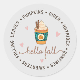 Sticker Rond Bonjour Automne Design
