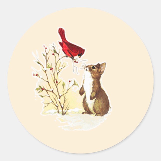 Sticker Rond Bonjour bâtonnets de lapin (Devant)