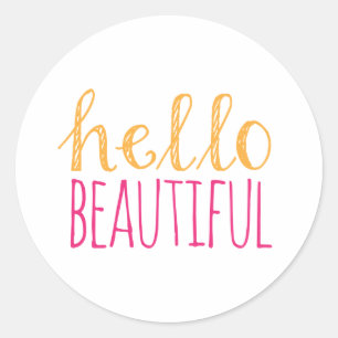 Sticker Rond Bonjour beau