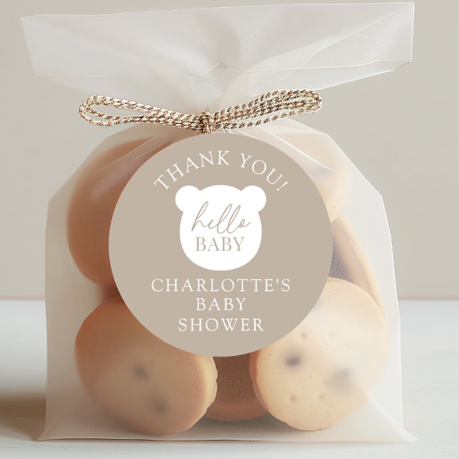 Sticker Rond Bonjour bébé ours Merci (Créateur téléchargé)